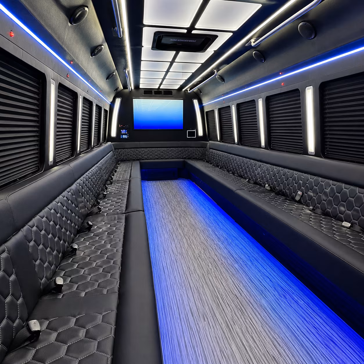 coral springs 50 passenger party bus inside